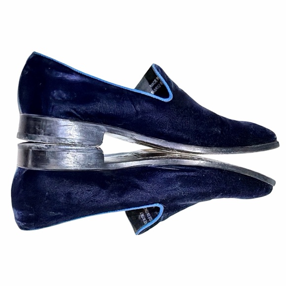 Saks Fifth Avenue Velvet Loafers Made in Italy Navy Blue Size 10M Luxury Slip-On - Picture 14 of 15